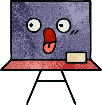 retro grunge texture cartoon of a chalkboard png