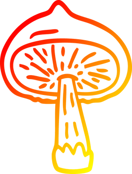 warm gradient line drawing of a cartoon mushroom png