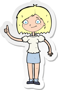 sticker of a cartoon woman with idea png