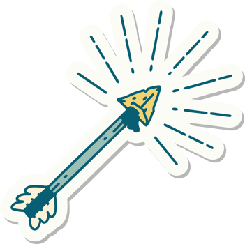 sticker of a tattoo style old flint tip arrow png