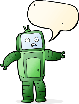 cartoon funny robot with speech bubble png