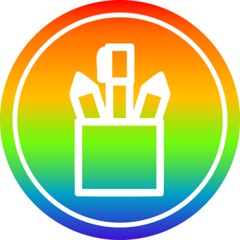 pencil pot circular icon with rainbow gradient finish png