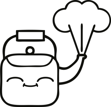 line drawing cartoon of a steaming kettle png