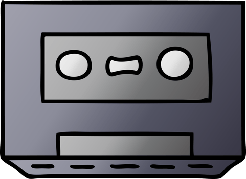 hand drawn gradient cartoon doodle of a gradient cassette tape png