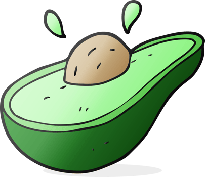 hand drawn cartoon avocado png