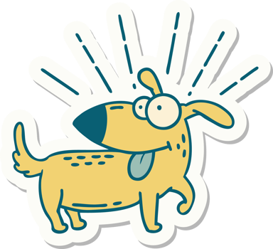 sticker of a tattoo style happy dog png