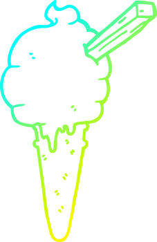 cold gradient line drawing of a cartoon ice cream png