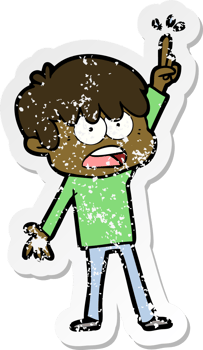 distressed sticker of a worried cartoon boy png