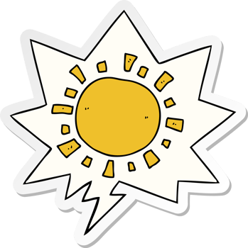 cartoon sun with speech bubble sticker png
