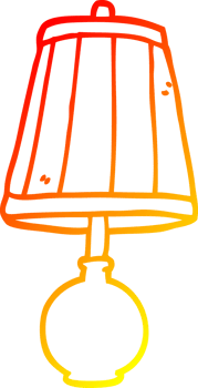 warm gradient line drawing of a cartoon table lamp png