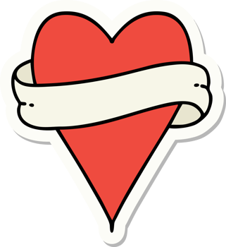 sticker of tattoo in traditional style of a heart and banner png
