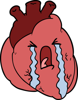 cartoon heart crying png