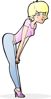 cartoon woman looking at something png