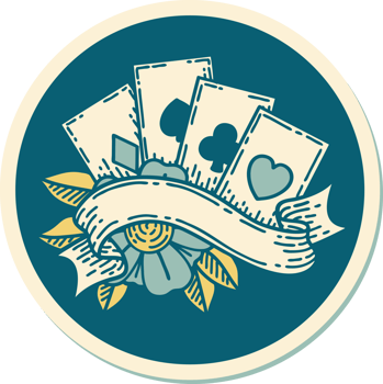 sticker of tattoo in traditional style of cards and banner png