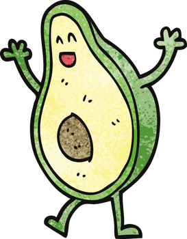 cartoon doodle dancing avocado png
