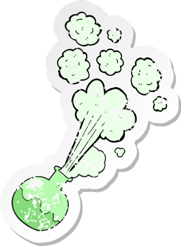 retro distressed sticker of a cartoon chemical reaction png
