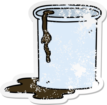 distressed sticker of a quirky hand drawn cartoon barrel of oil png