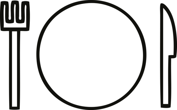 line drawing cartoon of a plate and cutlery png
