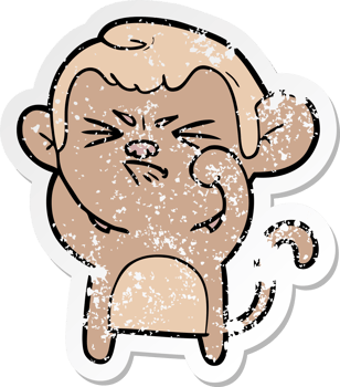 distressed sticker of a cartoon angry monkey png
