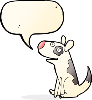 cartoon happy dog with speech bubble png