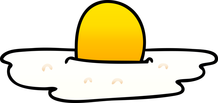 gradient shaded quirky cartoon fried egg png
