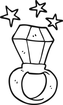 hand drawn black and white cartoon huge engagement ring png