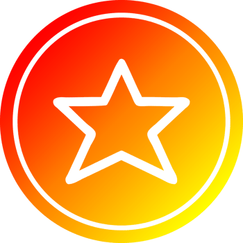 star shape circular icon with warm gradient finish png