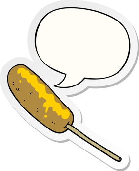 cartoon hotdog on a stick with speech bubble sticker png