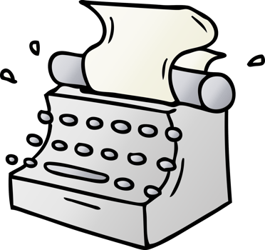 hand drawn gradient cartoon doodle of old school typewriter png
