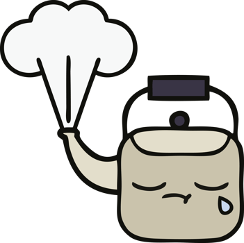 cute cartoon of a steaming kettle png