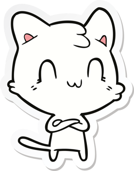 sticker of a cartoon happy cat png