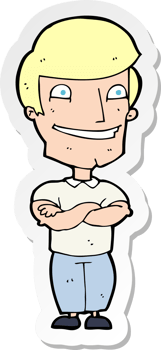 sticker of a cartoon grinning man png
