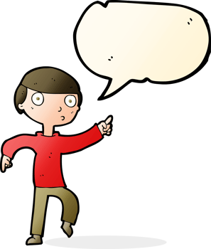 cartoon boy pointing with speech bubble png