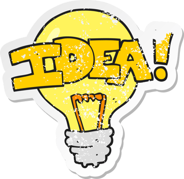 retro distressed sticker of a cartoon idea light bulb symbol png