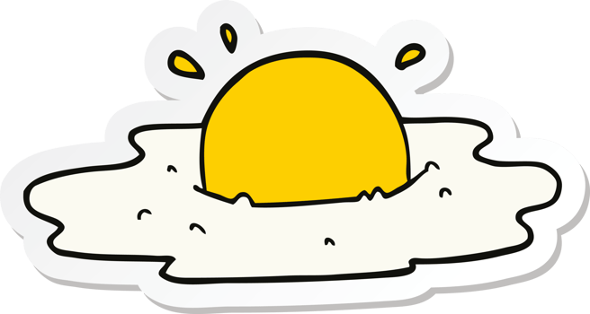 sticker of a cartoon fried egg png
