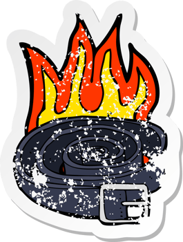 retro distressed sticker of a cartoon awesome new belt png