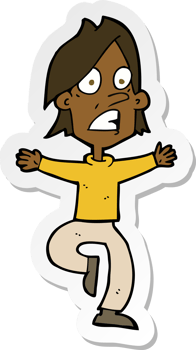 sticker of a cartoon panicking man png