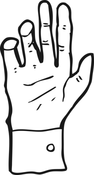 hand drawn black and white cartoon hand reaching png