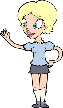 cartoon waving woman png