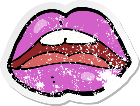 retro distressed sticker of a halloween mouth cartoon symbol drawing png