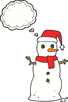 hand drawn thought bubble cartoon snowman png