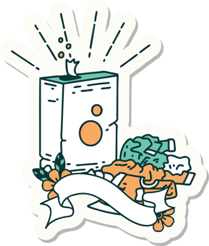 sticker of a tattoo style detergent and pile of clothes png