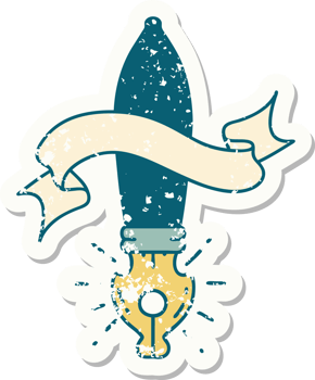 worn old sticker of a tattoo style fountain pen png