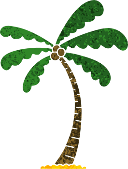 retro illustration style quirky cartoon palm tree png