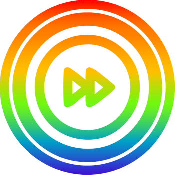 fast forward circular icon with rainbow gradient finish png