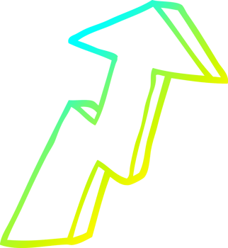 cold gradient line drawing of a cartoon business growth arrow png