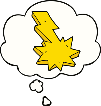 cartoon lightning strike with thought bubble png
