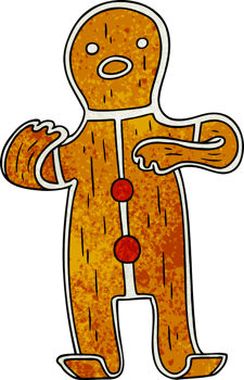 hand drawn textured cartoon doodle of a gingerbread man png