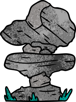 hand drawn textured cartoon doodle of grey stone boulder png