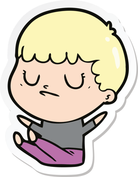 sticker of a cartoon grumpy boy png